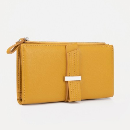 Women's wallet on the button, yellow color