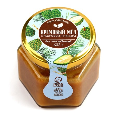 Creamy honey "Kedarovitsa", with cedar stones, 120 g.-2