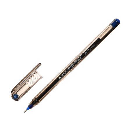 Ballpoint Pensan My-Tech Ballpress, Node-bela 0.7 mm, blue ink + display-1