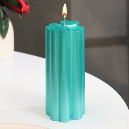 Candle-cylinder "four-leaf", 4.5x10.5 cm, tiffany, metallic, 6 hours