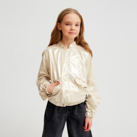 Jacket (bomber) children's minku: casual collection kids beige color, height 122-2