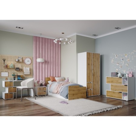 Harvey bedside table, 500x405x420, white/oak woth-1