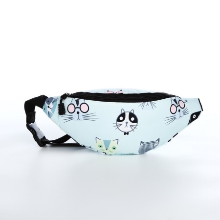 Youth backpack from textiles on lightning, 3 pockets, waist bag, blue color-5