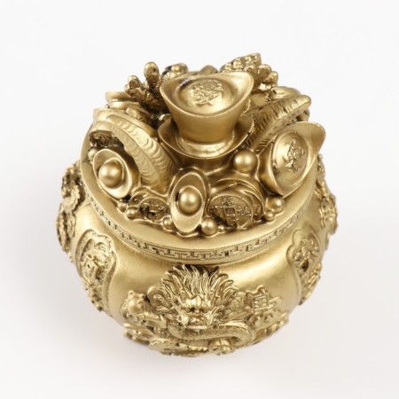 NECKE Polystone for bronze "A bowl of wealth with a dragon" 9x9x11 cm-4