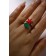 Set: earrings, anime ring star and drop, green-pink color in silver