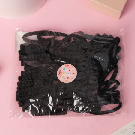 Hair elastic band "Mahrushka" (set 48 pcs) 6 cm, black-1