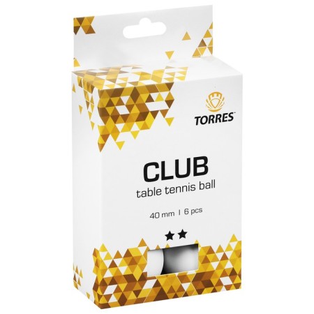 Torres Club table tennis ball, 2 stars, 40 mm, 6 pcs., White color-2