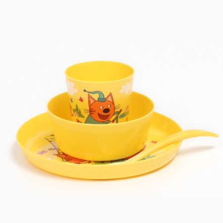 A set of children's dishes three cats "Training", (plate, bowl, glass, spoon)-2