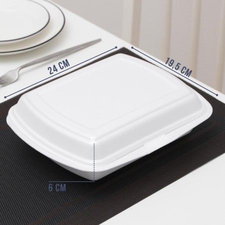 Disposable lunch box, 24.7 × 20.6 × 7 cm, 1 section, white color-1