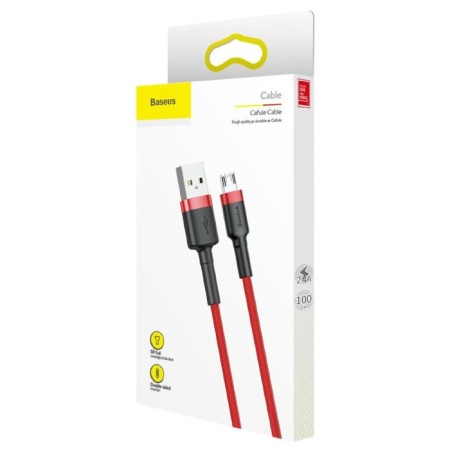 Baseus cable, microUSB - USB, 2.4 A, PVC braid, 1 m, red-9