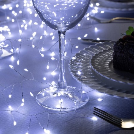 Garland "Mishura" 6 m Rosa, IP20, silver thread, 480 LED, white glow, 12 V-1