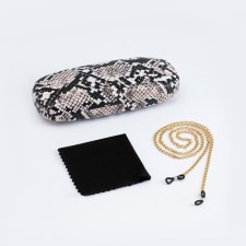 Set for glasses: chain, case, napkin