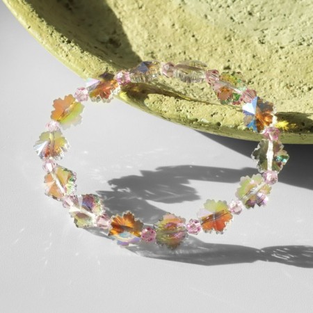 Bracelet "Shine" flowers, color gasoline-2