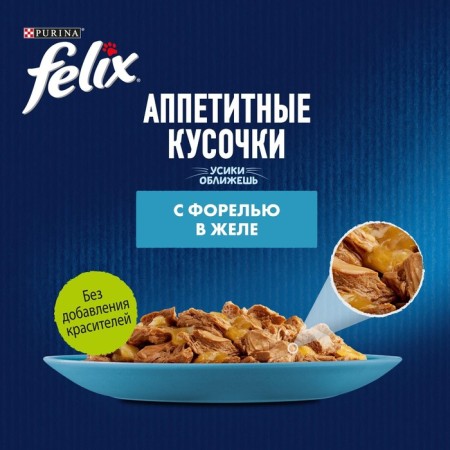 Wet feed Felix delicious pieces for cats, trout in jelly, spider 75 g-2
