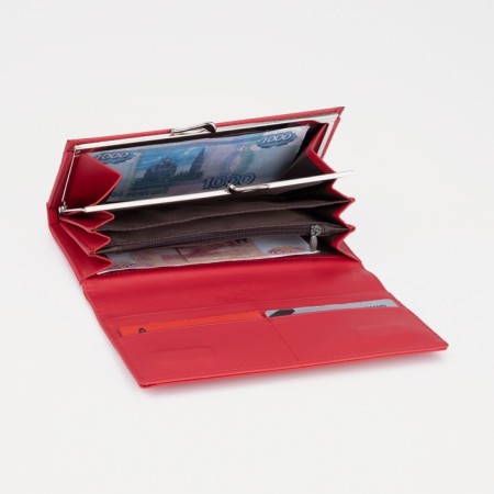 Women's wallet on magnets, red color-3