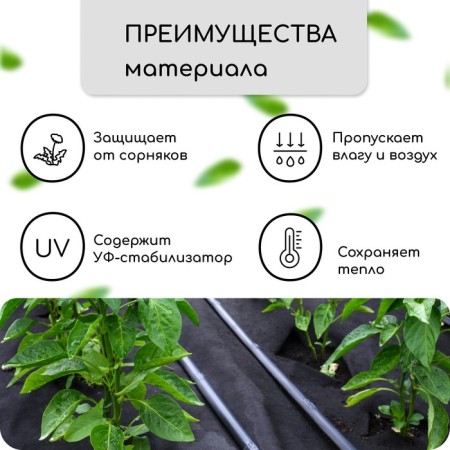 Mulching material, with perforation, 5 × 1.6 m, density 80 g/m², spanbond with a UV stabilizer, black, Greengo, economy 30%-1