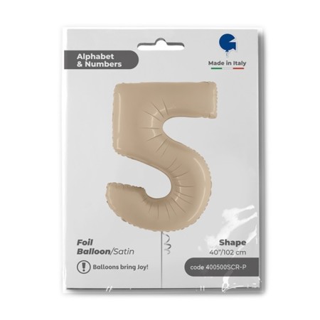 Foil ball 40 "Number Five", Satin Cream-1