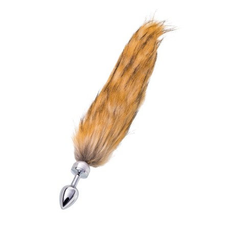 Anal plug Metal by Toyfa, silver, with a red tail, 37 cm, d = 2.9 cm-1
