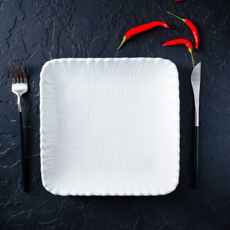 Porcelain plate square Magistro "Blanche. Flower ", 22.5 × 22.5 cm, white color-8