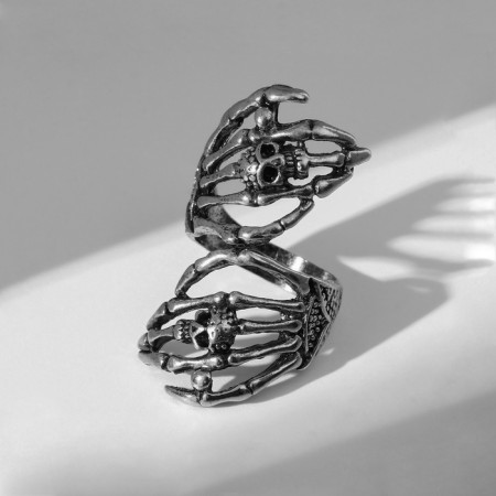 Ring "Right" Skull on the bones, the color of black silver, dimensionless-2