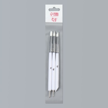 Set for building and design of nails: silicone brush - Dots 2 pcs, silicone brush - Pusher, white color-4