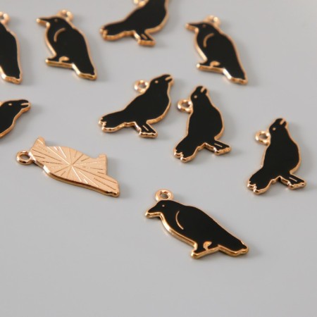 Decor for creativity metal, enamel "Black Raven" mix 2.3x1.5 cm-1