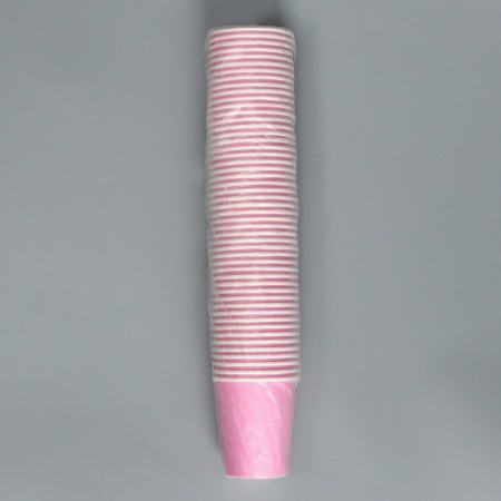 A one -time paper glass, plain, pink color, 250 ml, 50 pcs 1-4