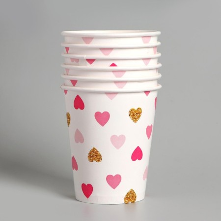 Set of paper dishes disposable hearts "-3