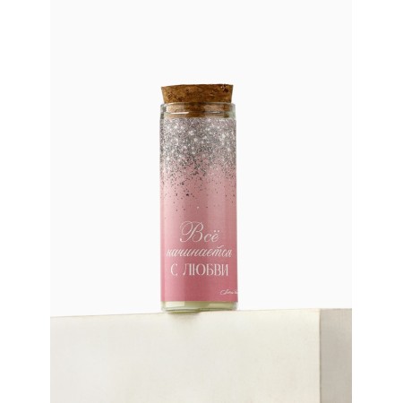 Candle in the flask "all starts with love" 8 x 3 cm-1