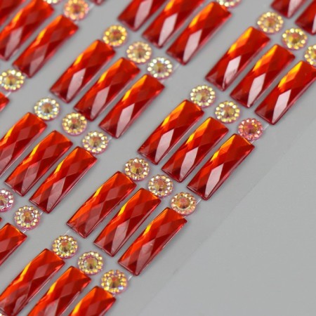 Stick plastic rhinestones "Rectangular crystals" mix 21.5x7 cm-3