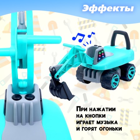 Tolokar "excavator", movable bucket, light and sound effects, green color-5