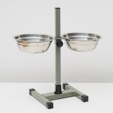 Stand with bowls, 2 x 700 ml, height 40 cm, collapsible, green