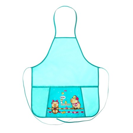 Apron for labor + sleevens, 535 x 445 mm, Hatber "Because Kapibara" with a green pocket nfn_35116-1