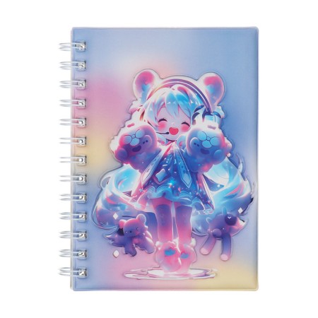 Notebook Gift Book on the comb 80l, line, color block, cover. 3D anime (17.7x13.7cm) 10539