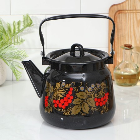 The teapot "Ryabinushka", a black hazel grouse, with a loop, 3.5 liters