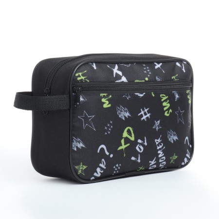 Lightning cosmetic bag, external pocket, black color