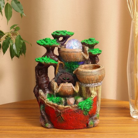 Fountain "Barrels under a tree with a mill on stones" 25x15 cm (with backlight)