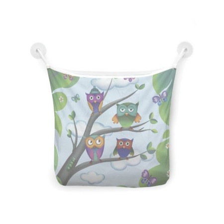Organizer in a bathtub on suction “Owls on branches”, for storing toys and trifles, size 33x39 cm-2