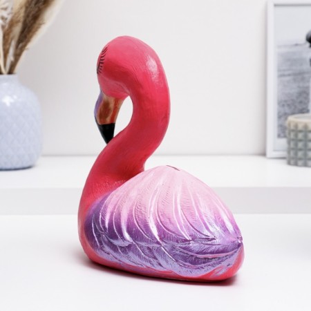 Piggy bank "Flamingo Big" pink with purple, 24cm-2