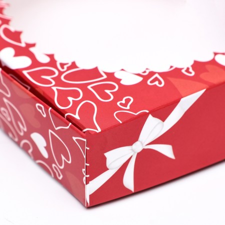 Gift box with a window, red "Holiday" 11.5 x 11.5 x 3 cm-4