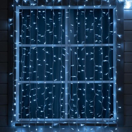 Garland "Curtain" 2 × 3 m, IP65, UMS, white thread rubber, 600 LED, white glow, 220 V