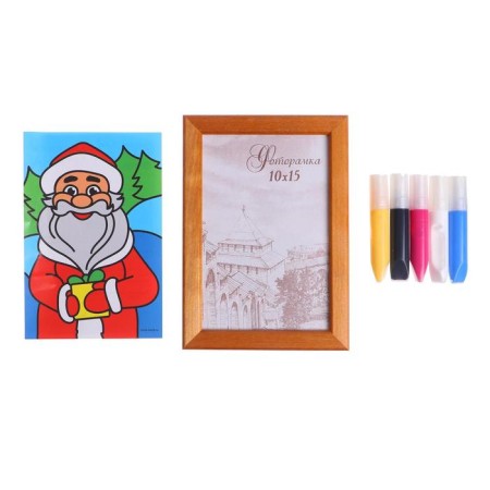 Stained Mini-Cartin "New Year! Santa Claus with a gift "-3