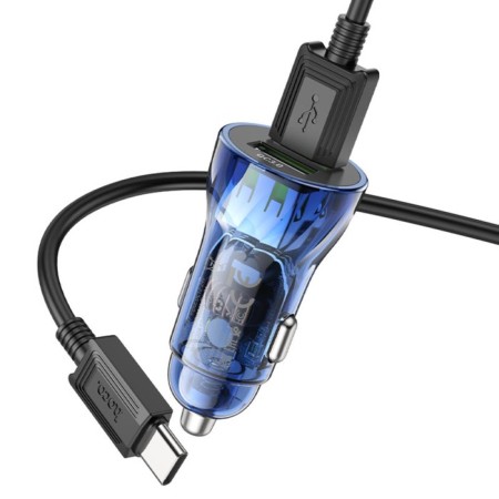 Hoco Z47, 2USB, 3 A, blue car charger-1