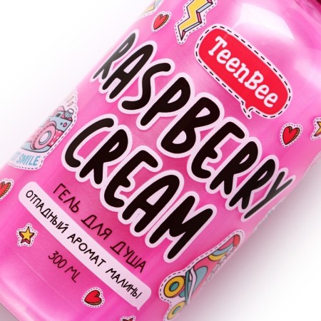 Shower gel, moisturizing, 300 ml, raspberry aroma, teenbee-7