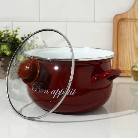Poster "Bordeaux", 4 l, glass cover, induction, burgundy color-1