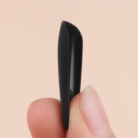 Patch nails, 24 pcs, ballerina shape, matte black color-5
