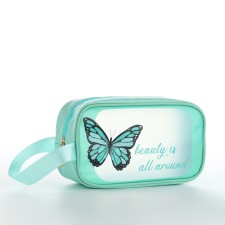 PVC cosmetic bag matte butterfly, 21*7*12, lightning department PL40, green