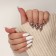 Leo patch nails, 12 pcs, with glue plates, the shape of the almonds, white, beige