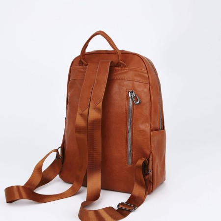 Women's backpack made of artificial leather with lightning, 2 pockets, redhead color-2