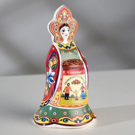 Souvenir bell "doll with a loaf", gzhel ", 11cm, ceramics